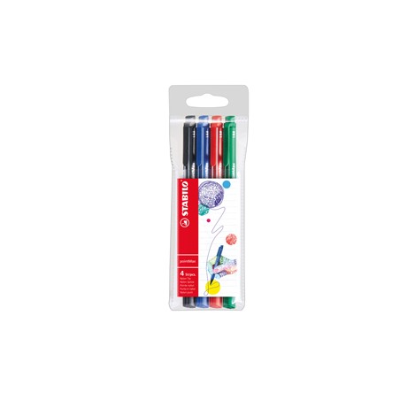 Astuccio 4 pennarelli Point Max punta 0,8mm blu/nero/rosso/verde Stabilo