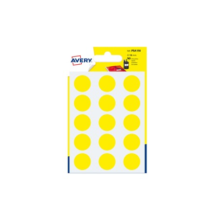 Blister 90 etichetta adesiva tonda PSA giallo Ã˜19mm Avery