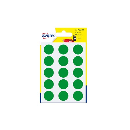 Blister 90 etichetta adesiva tonda PSA verde Ã˜19mm Avery