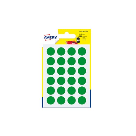 Blister 168 etichetta adesiva tonda PSA verde Ã˜15mm Avery