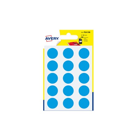 Blister 90 etichetta adesiva tonda PSA blu Ã˜19mm Avery