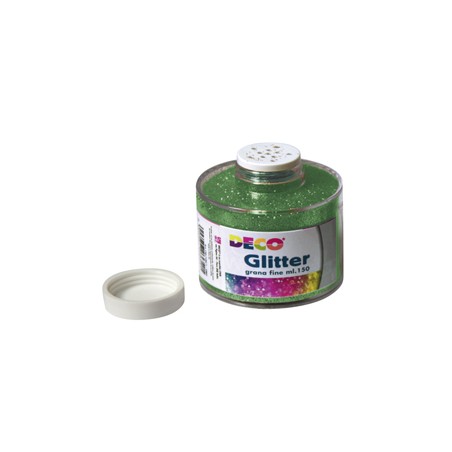 Barattolo glitter grana fine 150ml verde art.130/100 DECO