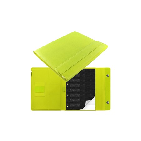 Portablocco Saffiano 32,1x25,5x3cm Verde Acido chiusura magnetica Filofax