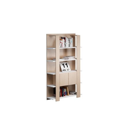 Libreria alta a 5 ripiani 100X38,6cm H198cm BIANCO/ROVERE - Concept