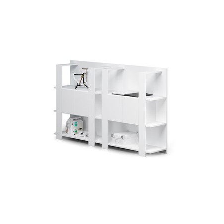 Libreria bassa a 3 ripiani 100X38,6cm H124cm BIANCO - Concept