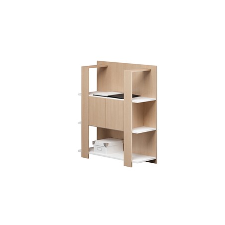 Libreria bassa a 3 ripiani 100X38,6cm H124cm BIANCO/ROVERE - Concept