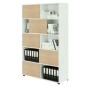 Libreria alta a 5 ripiani ante scorr. 120X35cm H191cm BIANCO/ROVERE - Tetris