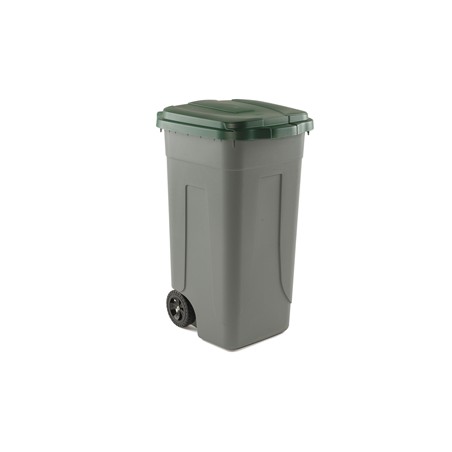 Bidone mobile Cento 100Lt grigio c/coperchio verde per raccolta differenziata