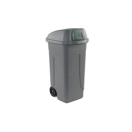 Bidone mobile Cen Push 100Lt grigio c/coperchio verde per raccolta diff.