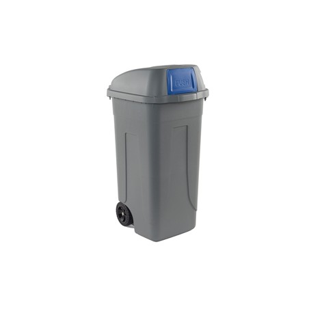 Bidone mobile Cento Push 100Lt grigio c/coperchio blu per raccolta diff.