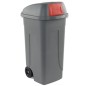 Bidone mobile Cento Push 100Lt grigio c/coperchio rosso per raccolta diff.