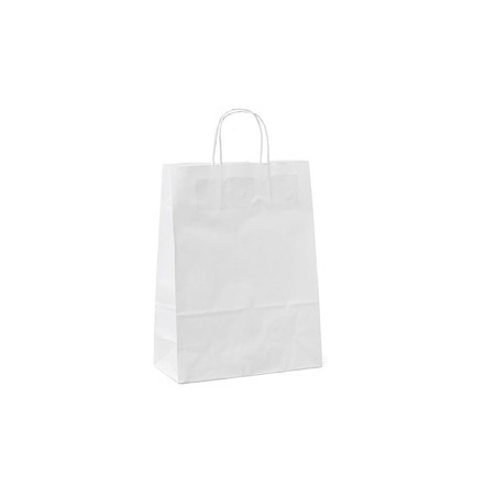 25 shoppers carta CM 22x10x29cm bianco neutro cordino