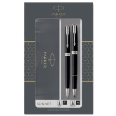 Gift Set sfera M + roller F Sonnet Black CT Parker