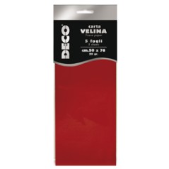 Busta 5 fogli carta velina 20gr 50x76cm rosso DECO