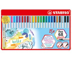 Scatola metallo 25 pennarelli PEN 68 Brush Stabilo