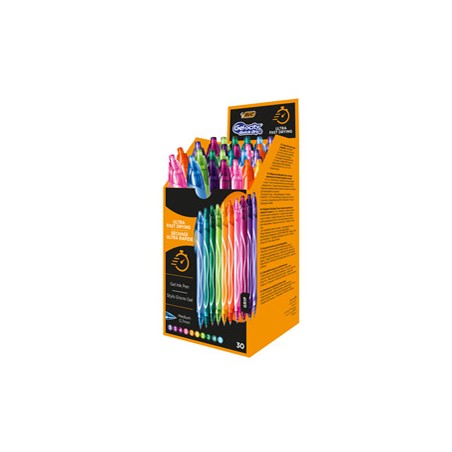 Box 30 penne sfera scatto 10 colori assortiti Gelocity quick dry BICÂ®