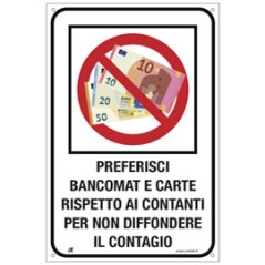 Etichetta 20x30cm "PREFERISCI BANCOMAT E CARTE"