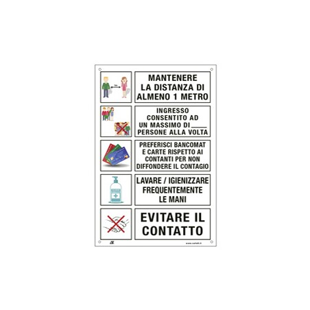 Etichetta 20x30cm con disposizioni comportamentali generali