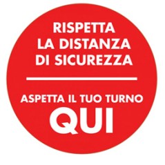 Bollo adesivo da terra Ã˜50cm "ASPETTA QUI IL TUO TURNO"