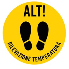 Bollo adesivo da terra Ã˜50cm "ALT RILEVAZIONE TEMPERATURA"