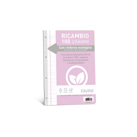 Ricambi c/rinforzo ecologico f.to A4 100gr 40fg rigo di 1a Favini