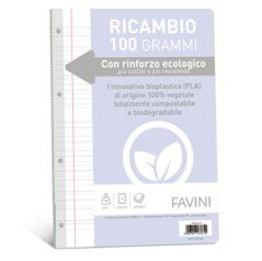 Ricambi c/rinforzo ecologico f.to A4 100gr 40fg rigo di 3a Favini