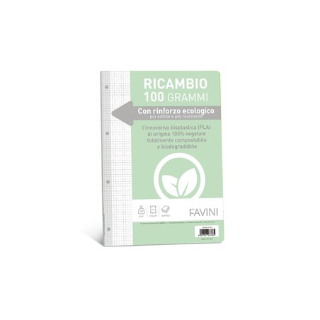 Ricambi c/rinforzo ecologico f.to A4 100gr 40fg 4mm Favini