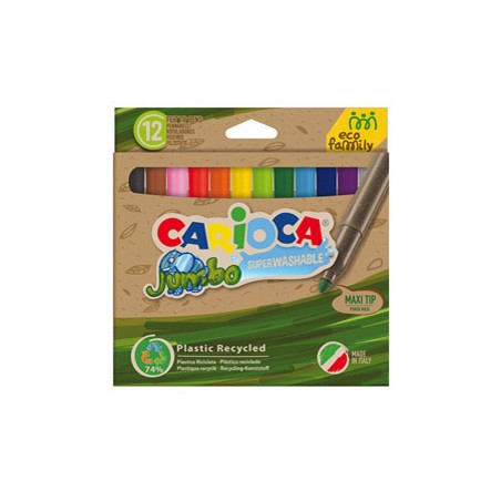 Scatola 12 pennarelli Jumbo Eco Family lavabili colori assortiti Carioca