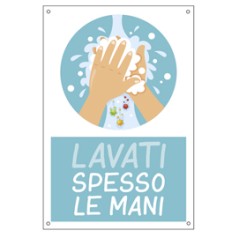 Cartello alluminio 20x30cm "Lavati spesso le mani" per bambini