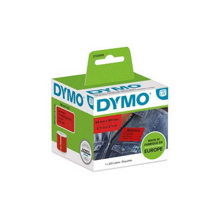 Rotolo 220 Etichette Spedizione/Badge 54x101mm rosse per Dymo LabelWriter