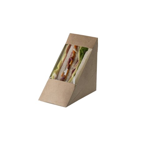 100 Scatole per Sandwich in carta kraft 12,3x7,2x12,3cm Street Food Leone