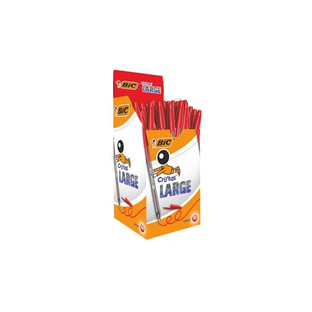 Scatola 50 penna sfera CRISTALÂ® large 1,6mm rosso BICÂ®