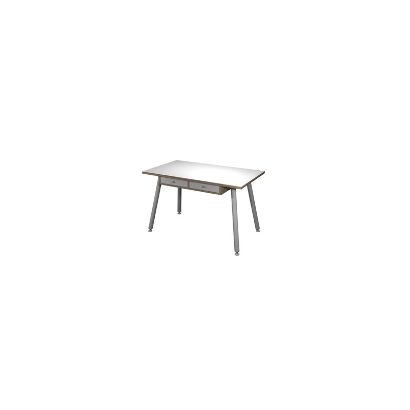 Postazione Home-Office con sottopiano 120x60xH74,4cm gambe metal Bianco/Rovere