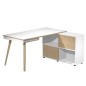 Workstation Midi 130x120xH81,5cm gambe in legno Bianco/Rovere