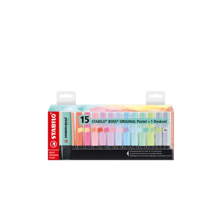 Deskset Pastel 15 evidenziatori Stabilo Boss colori ass. 7015-02