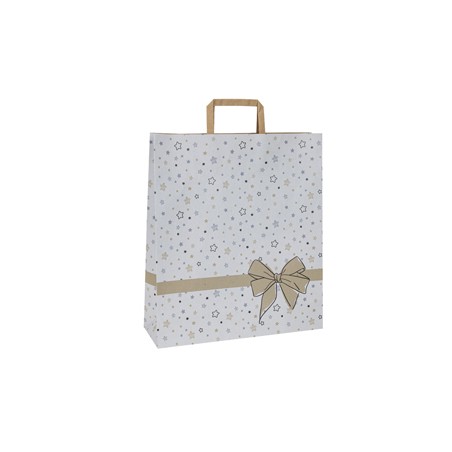 25 shopper natale carta c/maniglie piattina 26x11x34,5cm stars bianco