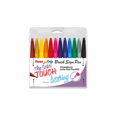 Astuccio 12 Sign Pen Brush colori assortiti Pentel