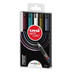 Astuccio 5 marcatore Uni Posca Pen PC1M p. extra fine 0.7mm col.ass.metal UNI