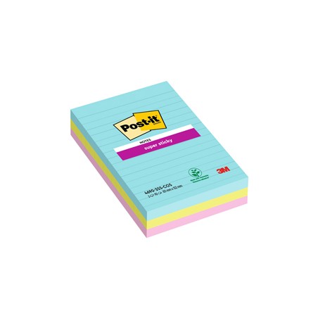 Cf. 3pz blocco 90fg. Post-itÂ® Super Sticky RIGHE 101x152mm 4690-SS3COS Cosmic