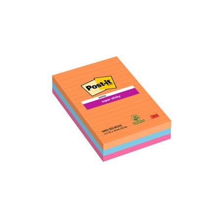 Cf. 3pz blocco 90fg. Post-itÂ® Super Sticky RIGHE 101x152mm 4690-3SS-BOOS Boost