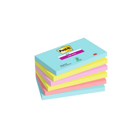 Cf. 6pz blocco 90foglietti Post-itÂ® Super Sticky 76x127mm 655-6SS-COS Cosmic