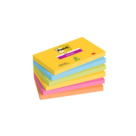 Cf. 6pz blocco 90fg. Post-itÂ® Super Sticky 76x127mm 655-6SS- CARN Carnival