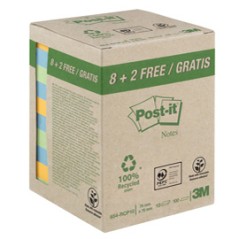 ValuePack 10 blocchi 100fg Post-itÂ® carta ricic.colori pastel 76X76mm 654-RCP10