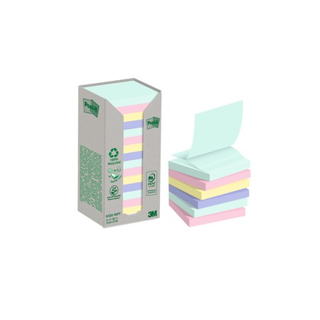 Cf. 16pz blocco 100 fg. Post-itÂ®Z-Notes Green 76x76mm R330-1RPT colori pastello