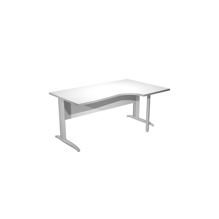 Scrivania Compact Destro 160x60/80/100cm bianco fianchi vern. cromo Easy