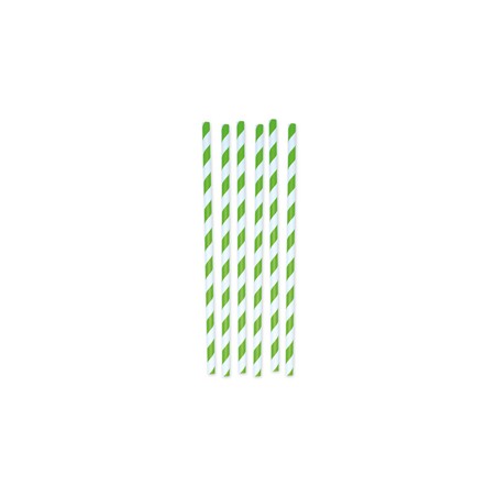 12 cannucce Stripes in carta verde/bianco Big Party