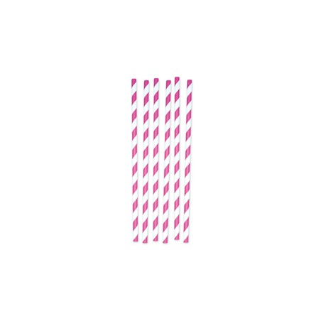 12 cannucce Stripes in carta fucsia/bianco Big Party