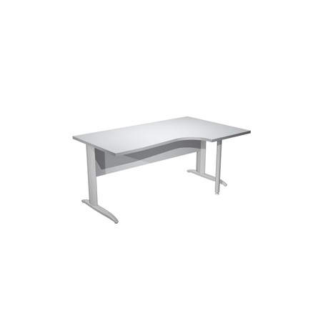 Scrivania Compact Destro 160x60/80/100cm p. grigio fianchi vern. cromo Easy