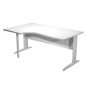 Scrivania Compact Sinistro 160x60/80/100cm bianco fianchi vern. eff. cromo Easy