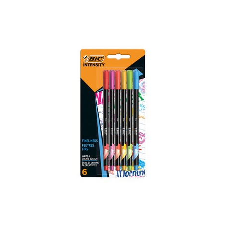 Astuccio 6 fineliner Intensity 0,8mm colori assortiti Rainbow BIC